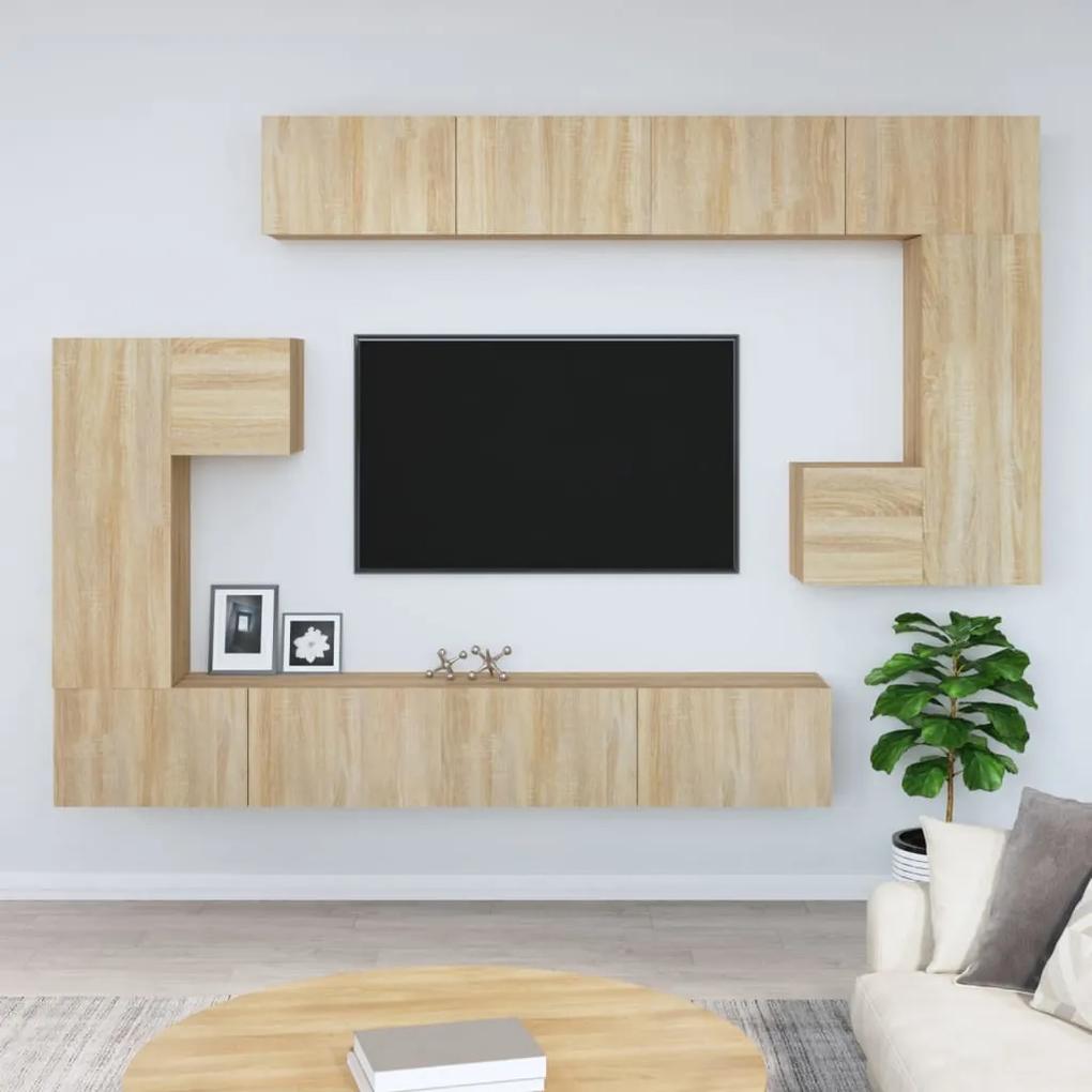 Mobile porta tv a parete rovere sonoma in legno multistrato