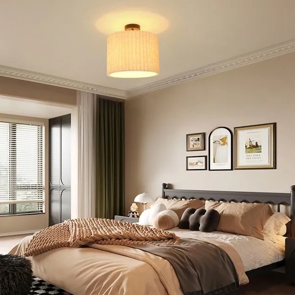 Brilagi - Plafoniera da soffitto NORDIC WAVE 1xE27/15W/230V Ø 32 cm lino/nero