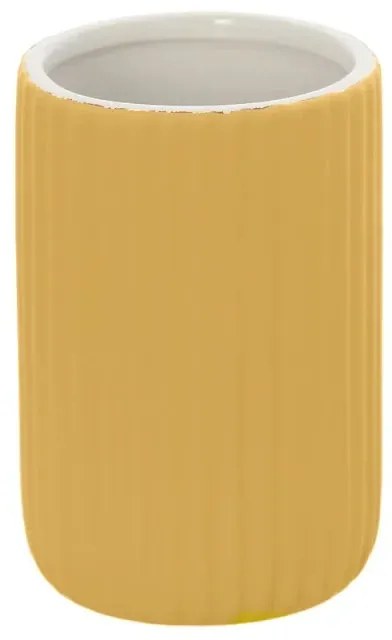 Portaspazzolini bagno dappoggio giallo in ceramica soft touch Spring