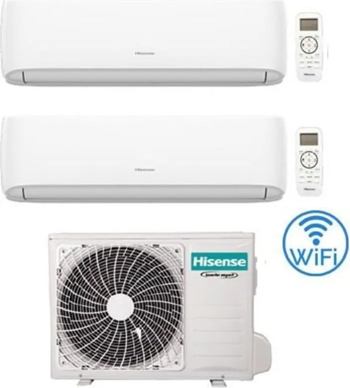 Climatizzatore Condizionatore Hisense New Comfort con Wifi R32 Dual Split Inverter 7000 + 12000 BTU con U.E. 2AMW42U4RGC Classe A++/A+