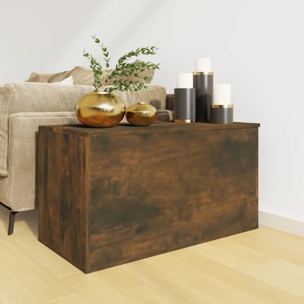 Cassapanca rovere fumo 84x42x46 cm in legno ingegnerizzato
