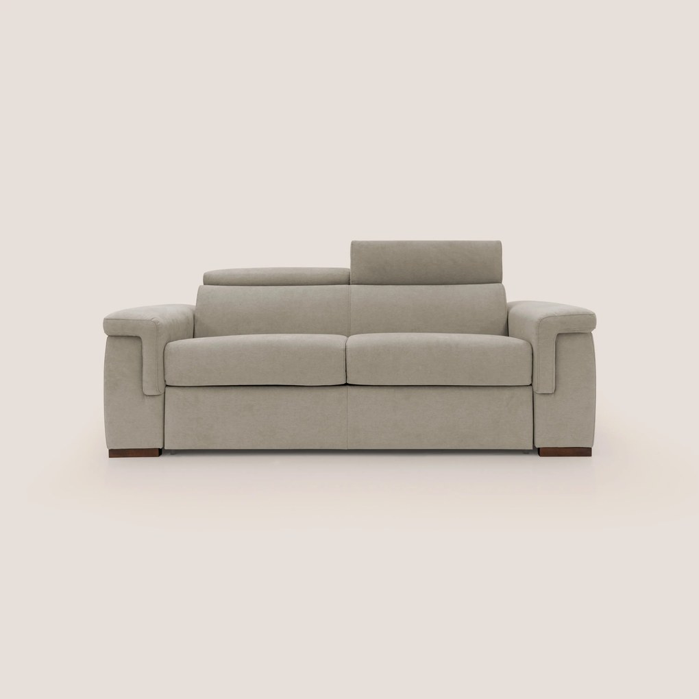 Giunone divano letto con materasso alto 18 cm e poggiatesta reclinabili in tessuto impermeabile T02 panna