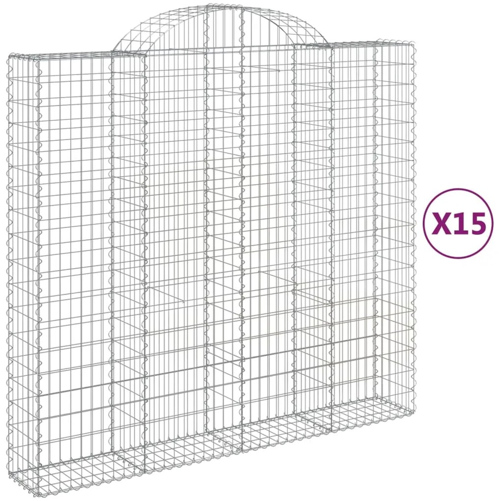 Cesti Gabbioni ad Arco 15 pz 200x50x180/200 cm Ferro Zincato