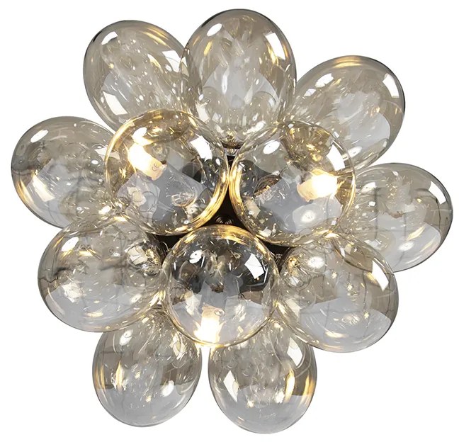 Plafoniera di design nera con vetro ambrato 3 luci - Uvas