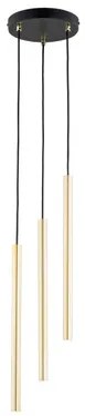 Lampadario a Sospensione in Acciaio SELTER 3 PREMIUM Nero e Oro 3xG9