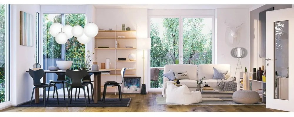 Lampadario bianco/argentato con paralume in vetro ø 20 cm RONDO – EGLO