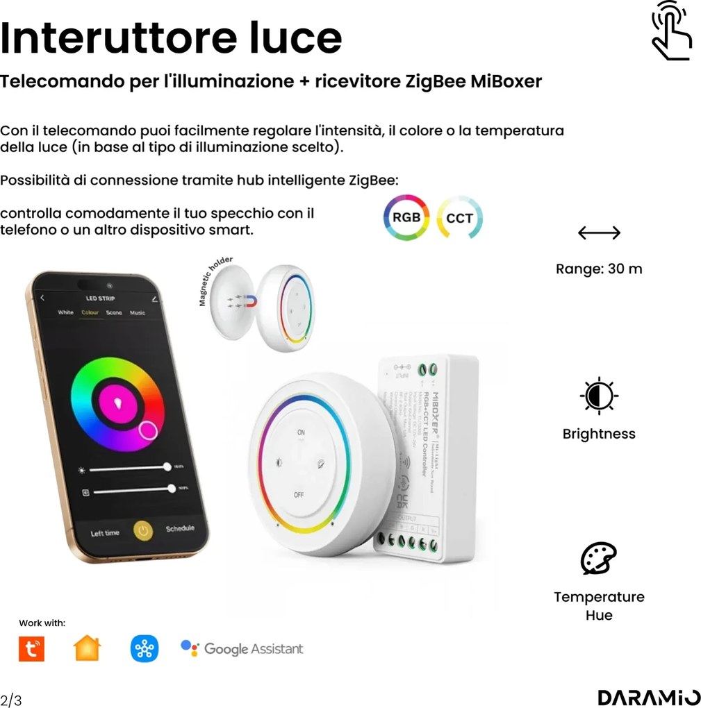 Specchio atipico con luce LED G9