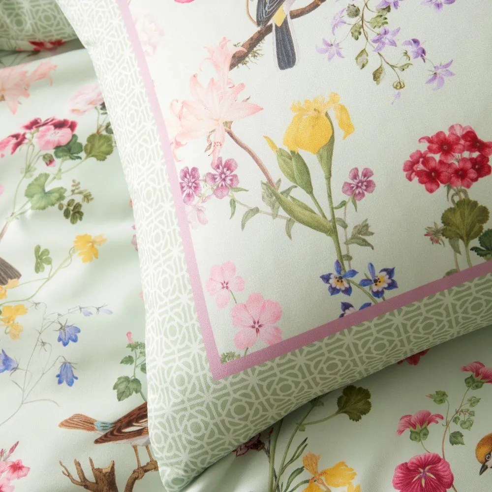 Set copripiumino e federa verde per letto matrimoniale 3 pezzi 200x200 cm Birds In Bloom – RHS