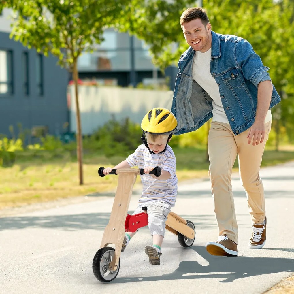 Costway Monopattino convertibile per bambini con manubrio antiscivolo sedile rimovibile, Monopattino da interno Rosso