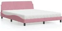 Letto con Materasso Rosa 160x200 cm in Velluto 3208436