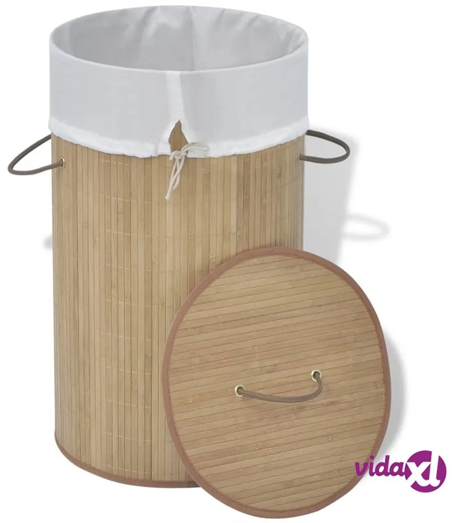 vidaXL Cesto Portabiancheria in Bambù Rotondo Colore Naturale