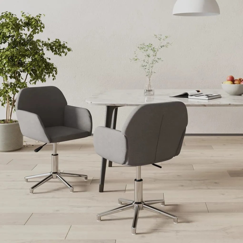 Sedie da pranzo girevoli 2 pz grigio chiaro in tessuto