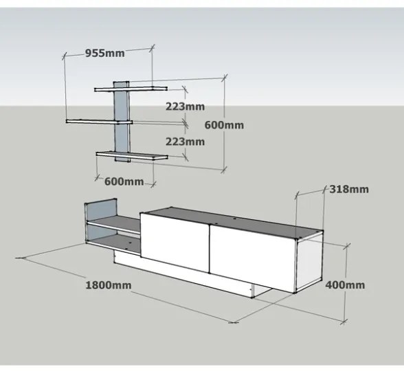 Parete Attrezzata Con Mobile TV E Mensola A Parete Bianco 180 Cm Egemen