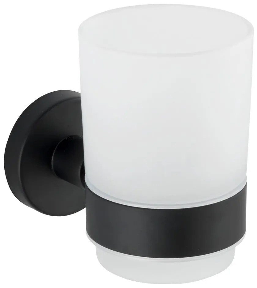 Bicchiere in vetro nero opaco da parete per spazzolini da denti Bosio - Wenko