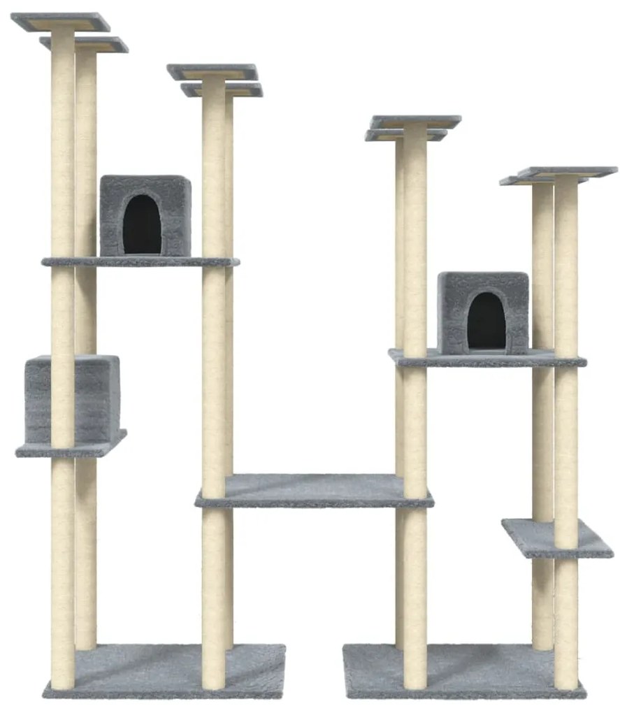Albero per gatti con tiragraffi in sisal grigio chiaro 174 cm