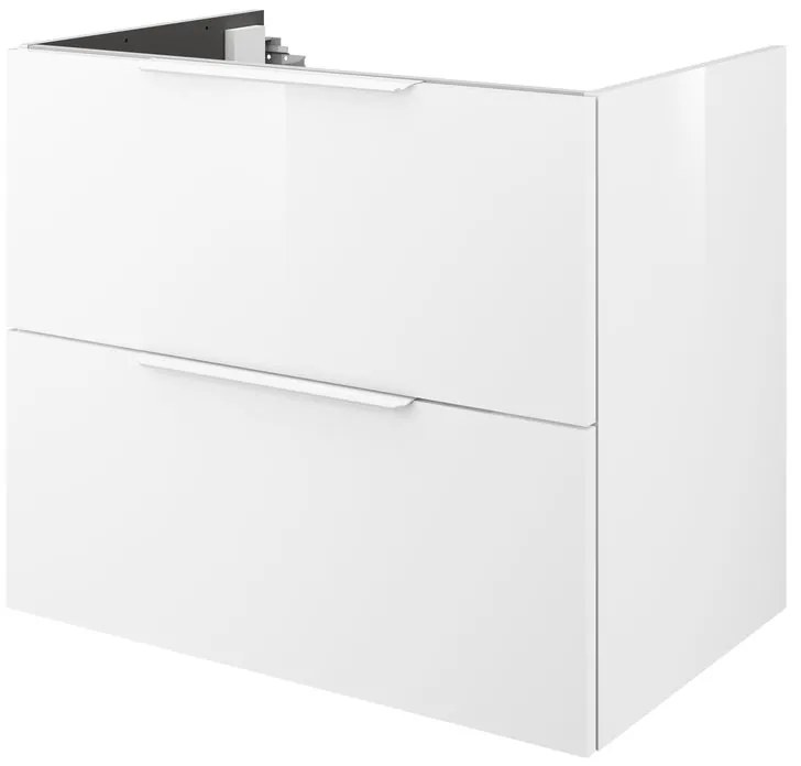 Mobile da bagno sotto lavabo Neo bianco laccato lucido L 75 x H 64 x P 48 cm 2 cassetti, lavabo non incluso