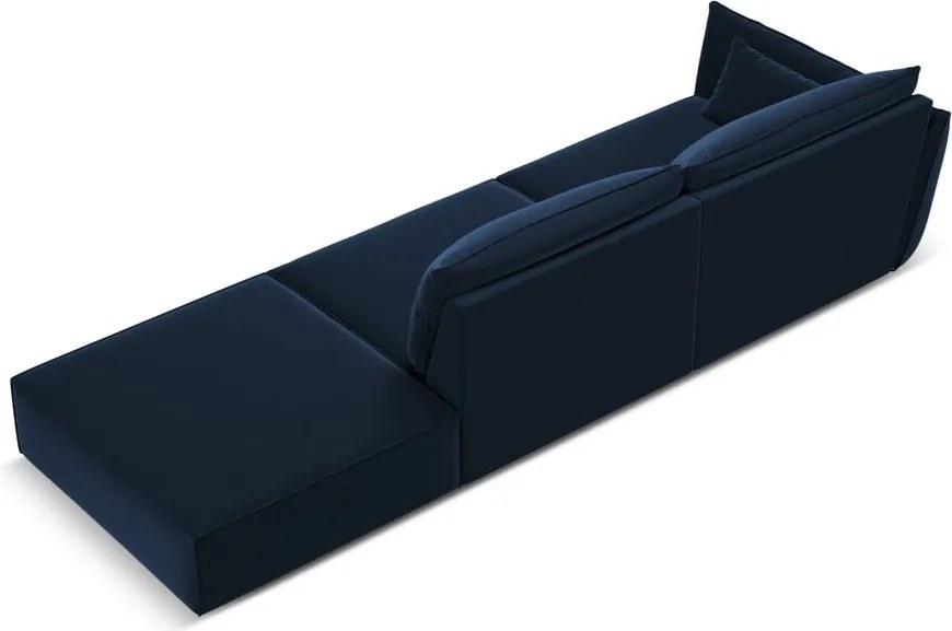 Divano blu scuro con penisola a sinistra con rivestimento in velluto 264 cm Vanda – Mazzini Sofas