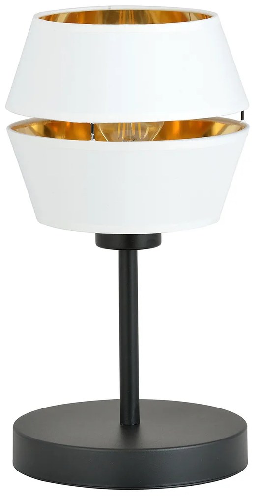 Lampada Da Tavolo Contemporanea 1 Luce Bellerofonte In Metallo Bianco E Oro