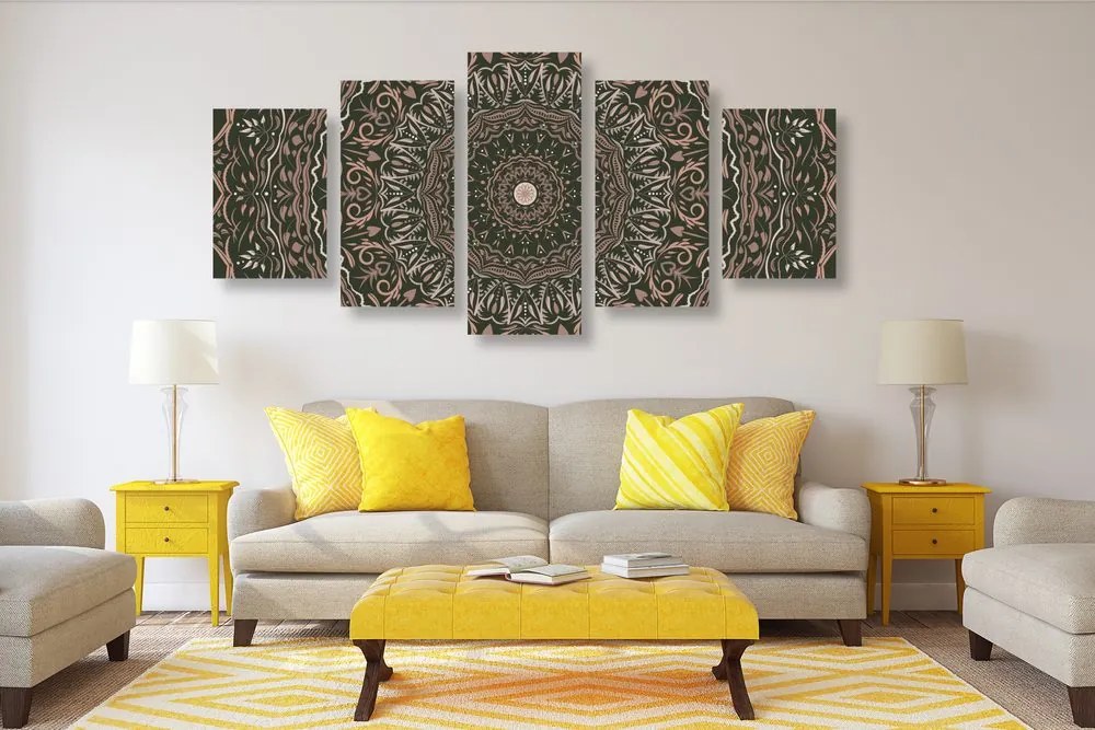 Quadri 5 pezzi – Mandala in stile vintage