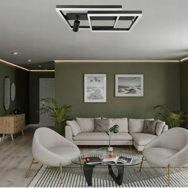 Plafoniera LED LED/38W/230V + 1xGU10/30W nera