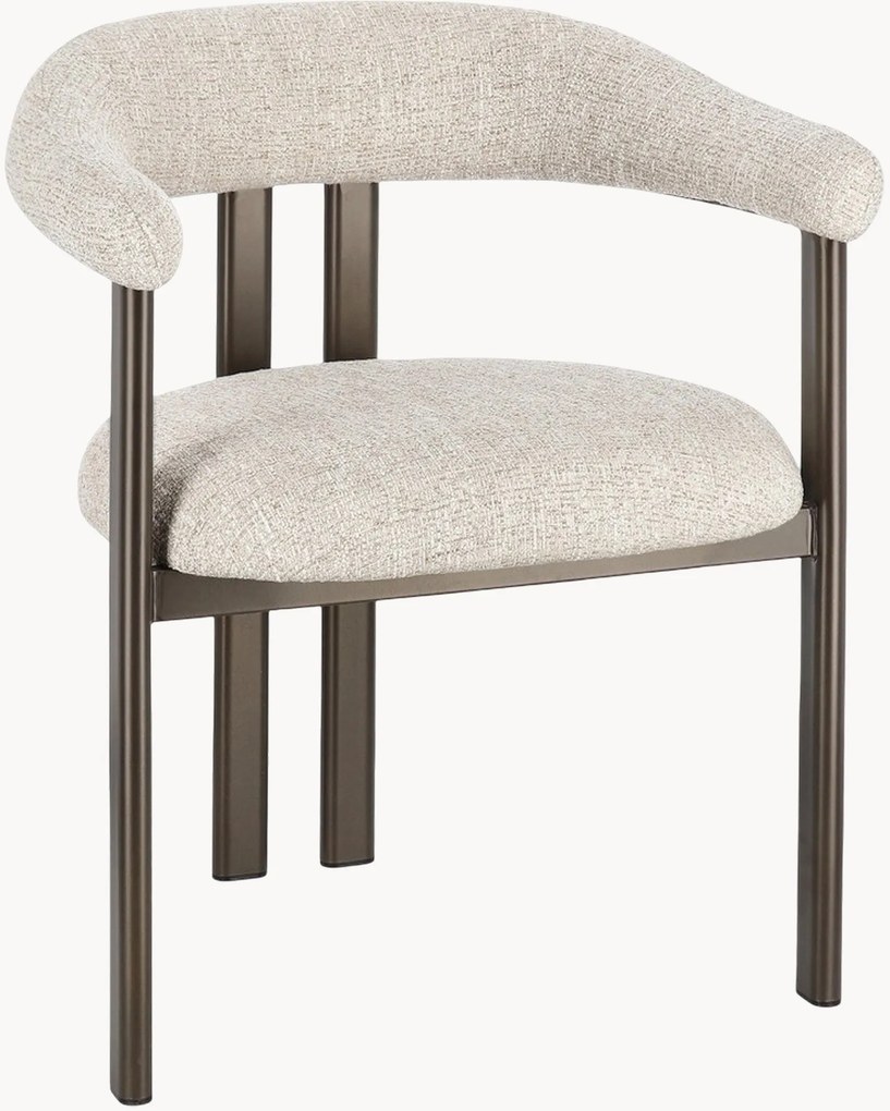 Set di 2 sedie con braccioli imbottite con gambe in metallo Giuditta