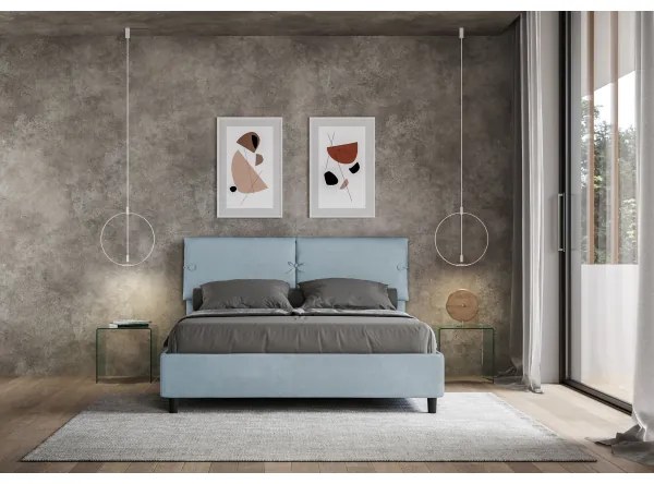 Letto matrimoniale e rete 160x190 in microfibra azzurro Sleeper