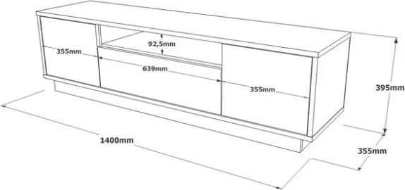 Mobile Porta Tv Da Terra 140x35x39 Rovere Effetto Legno Ante A Ribalta Luvio