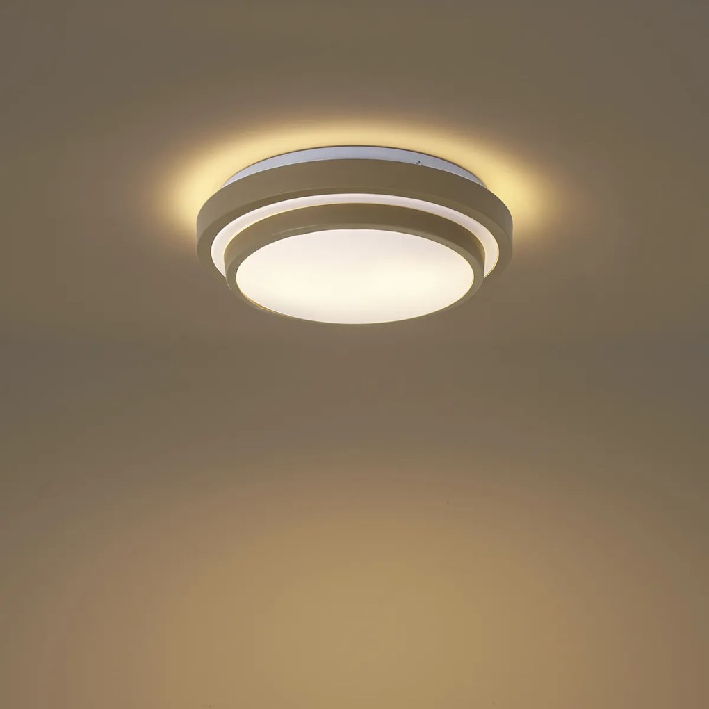 Plafoniera moderna color tortora con bianco 34cm IP44 - Walden