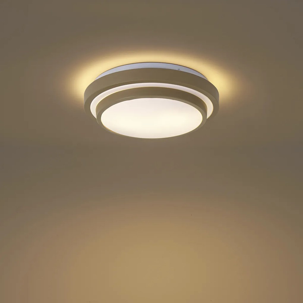 Plafoniera moderna tortora con bianco 34cm 2 luci IP44 - Walden