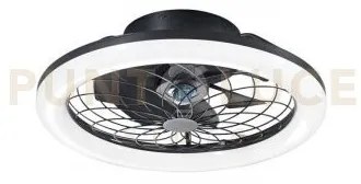 Plafoniera led ventilatore etesia nero 40w 5500lm cct 3000k luce ca...