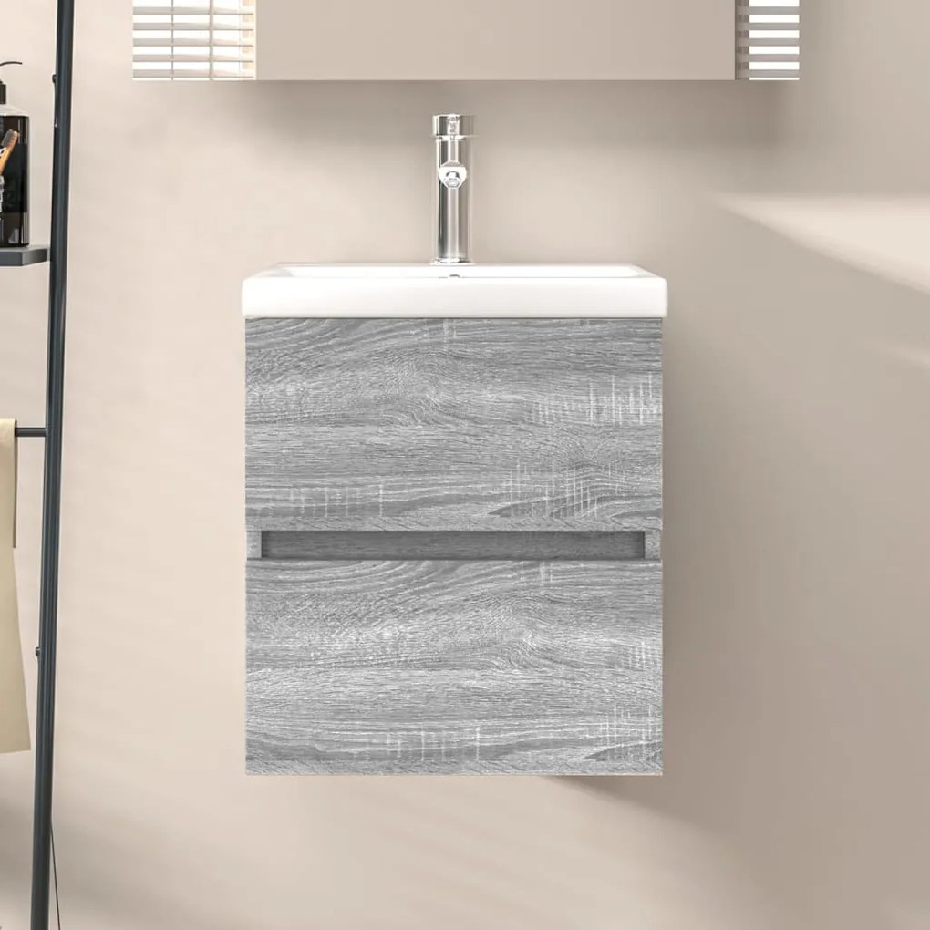 Mobile lavabo grigio sonoma 41x38,5x45 cm in legno multistrato