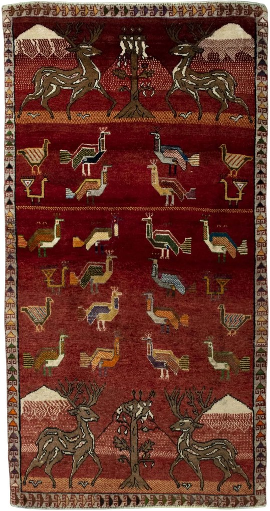 Gabbeh Tappeto 200 x 110 Rosso (Iran) Annodato A Mano