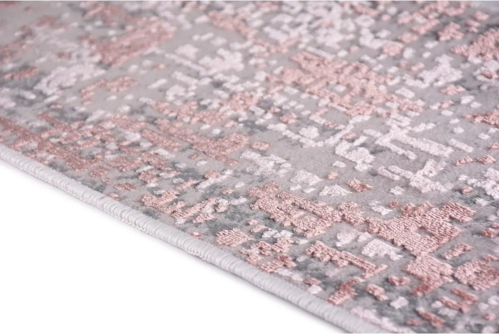 Passatoia per scale rosa e grigio in cotone set da 16 pz 25x65 cm Milano Pembe - Vitaus