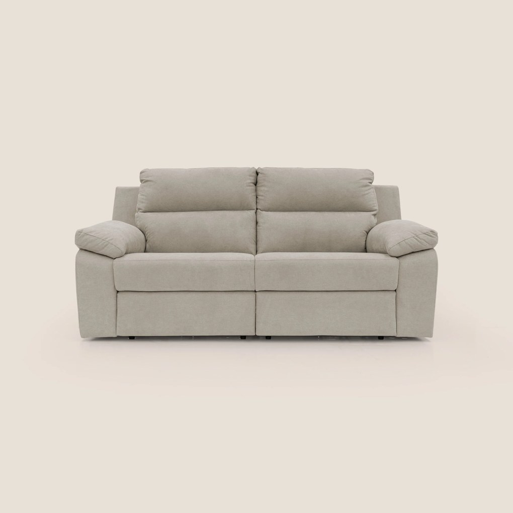 Romeo Divano relax con recliner elettrico in morbido tessuto impermeabile T02 panna