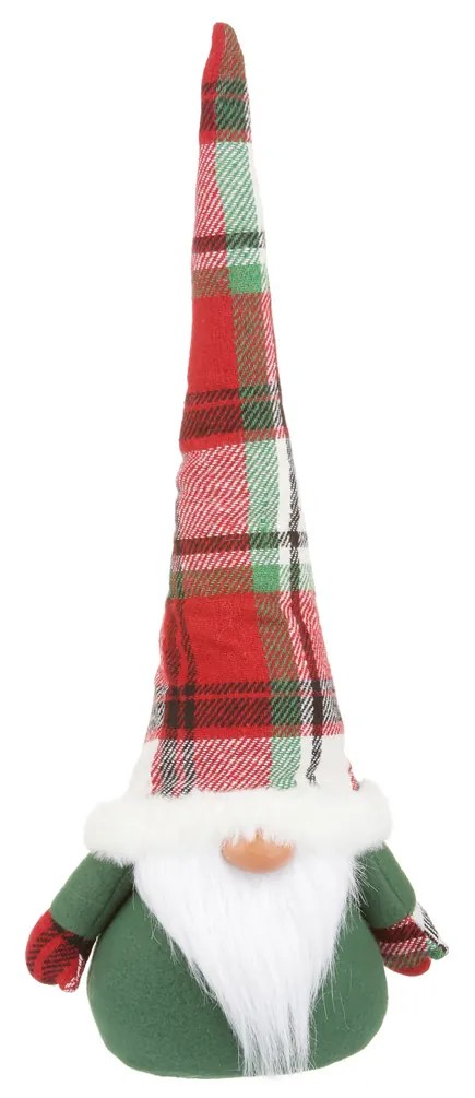 Fermaporta gnomo natalizio 45 cm cappello tartan