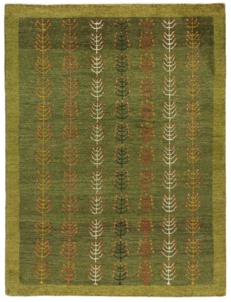 Gabbeh Tappeto 150 x 190 Verde (Iran) Annodato A Mano