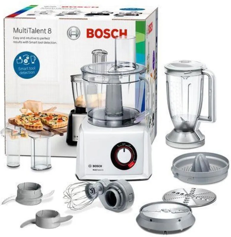 Bosch - multitalent 8 robot da cucina 3,9 l traslucido, bianco bilancia integrata 1100 watt