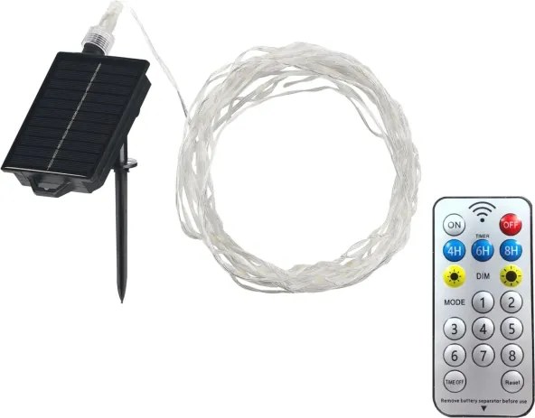 LED Solare catena decorativa LED/3,7V 1800 mAh 10 m IP44 + telecomando