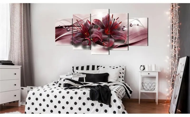 Quadro  Pink Lily  Colore rosso bordeaux, Dimensioni e Misure 100x50