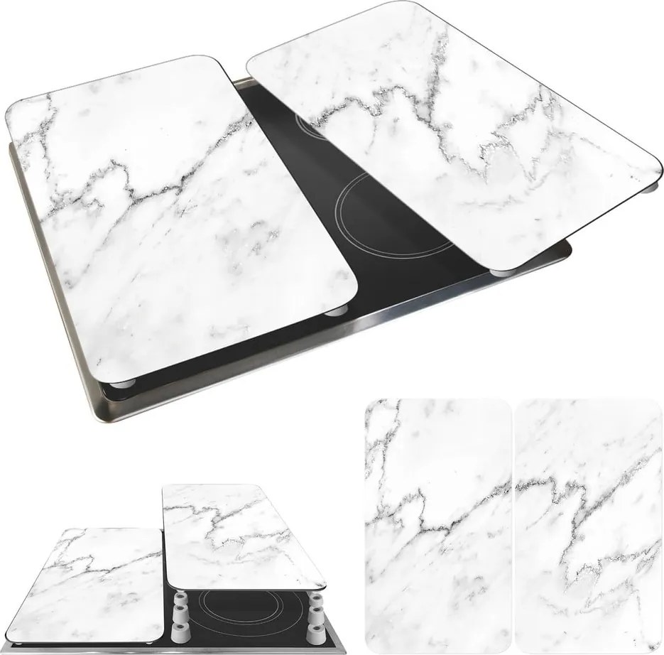Set di 2 copri stufe in vetro, 52 x 30 cm Marble - Wenko