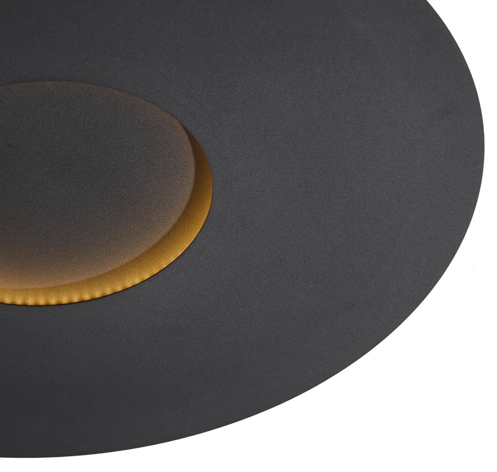 Plafoniera moderna nera 60cm con LED dimmerabile a 3 livelli - Morning
