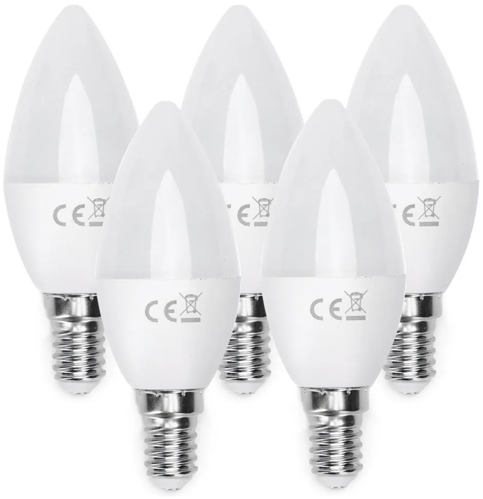 Confezione da 5 Lampadine Led E14 C37 6W Bianco freddo 6500K Aigostar