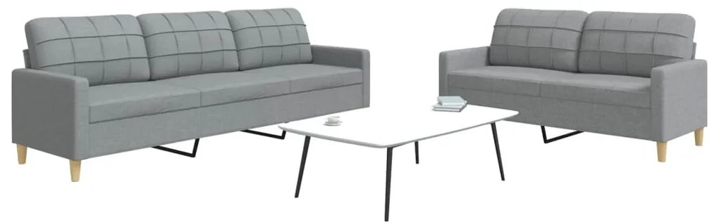 Set Di Divani 2 Pz Grigio Chiaro İn Tessuto /