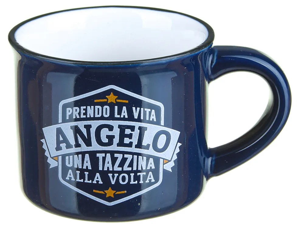 Tazzina caffè con nome Angelo in gres porcellanato