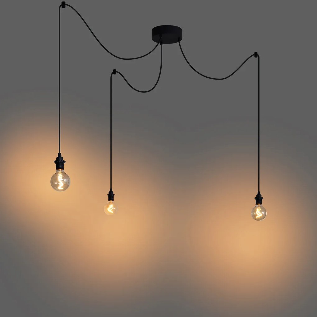Lampada a sospensione da esterno Nera 3 luci IP44 - Cava