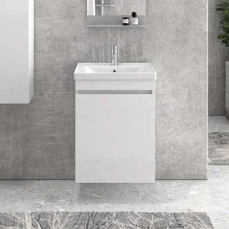 Mobile bagno 55 cm sospeso con lavabo incasso SV-55A - KAMALU