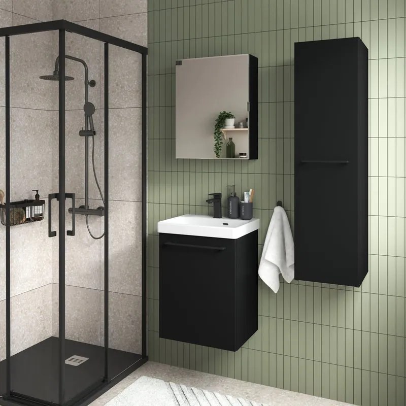 Mobile da bagno sotto lavabo Remix nero lamellare opaco L 45 x H 58 x P 33 cm 1 anta, lavabo non incluso