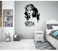 WONDER WOMAN - Adesivo murale wall sticker in vinile 55x80 cm Colore: nero