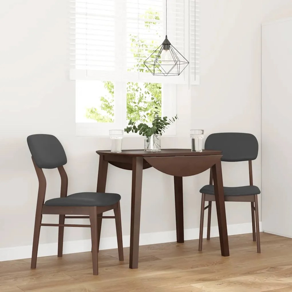 Sedie Da Pranzo Con Cuscini 2pz Marrone Legno Massello Di Hevea /