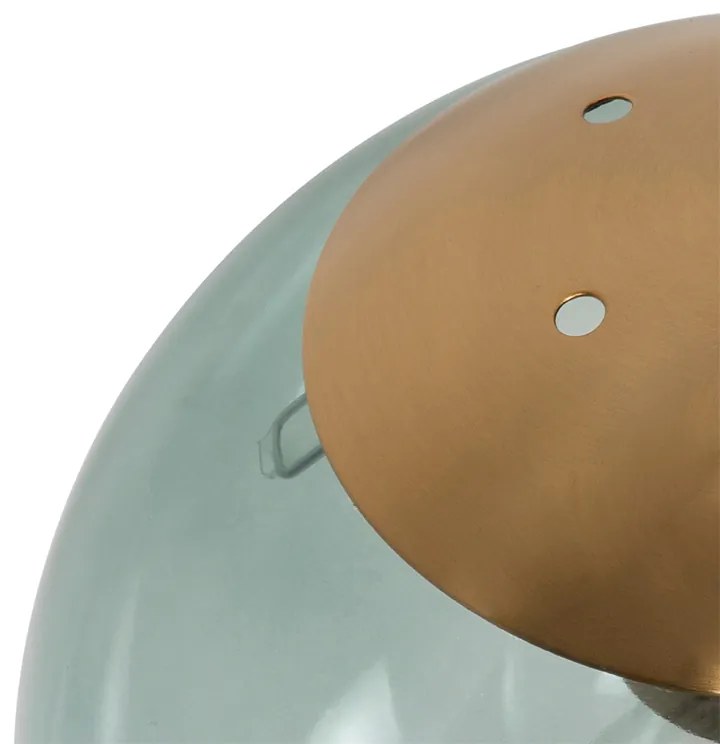 Lampada a sospensione Art Déco in ottone con vetro verde 3 luci - Pallon